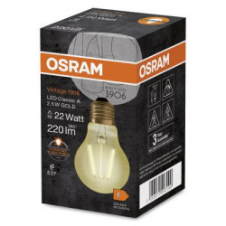 Osram Vintage 1906 LED E27 Poire Filament Dorée 2.5W 220lm - 824 Blanc Très Chaud | Équivalent 25W