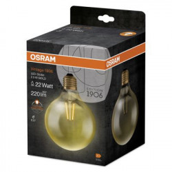 Osram Vintage 1906 LED E27 Globe Filament Dorée 125mm 2.8W 200lm - 824 Blanc Très Chaud | Équivalent 25W